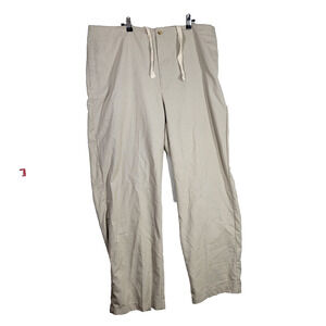 Perry Ellis Pants Mens XL Beige Linen Blend Chinos Straight Leg Business NWT